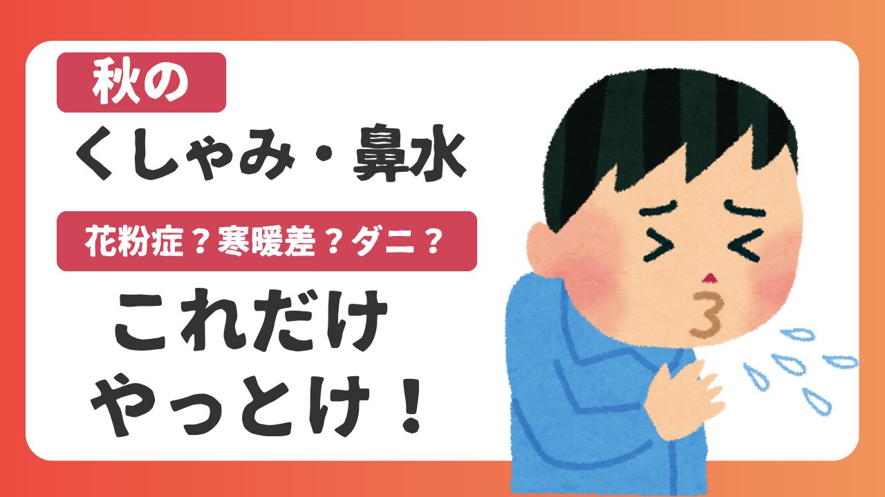 【秋のくしゃみ・鼻水】原因は３つ！対処はこれだけやっとけ！のアイキャッチ画像