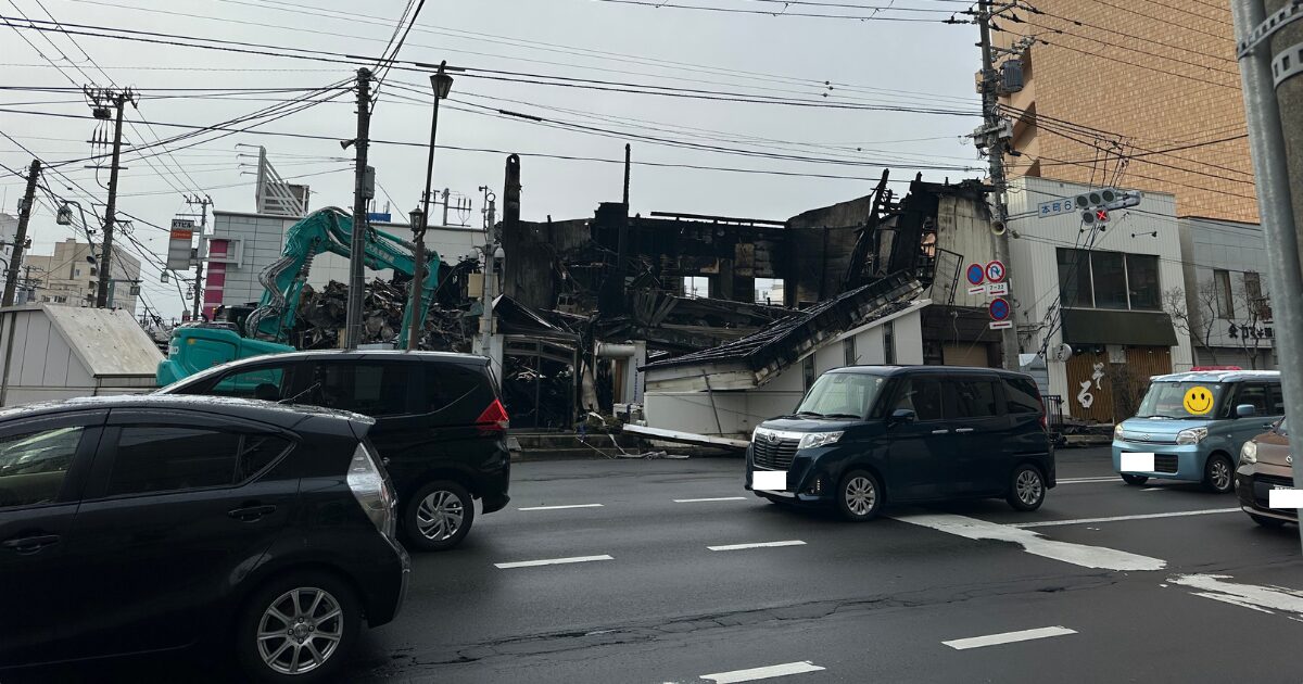 北洋銀行側から写した火事現場